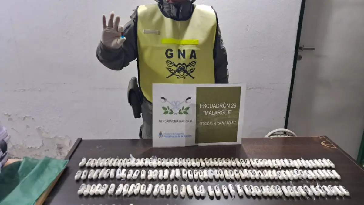 Mendoza: Patrulla de gendarmes halló 184 cápsulas de cocaína en el doble fondo de una valija