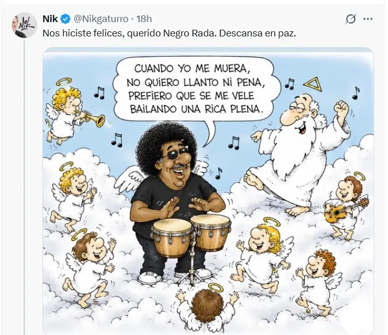 Polémica y burlas en redes por la fallida imagen de IA que Nik le dedicó a Rubén Rada