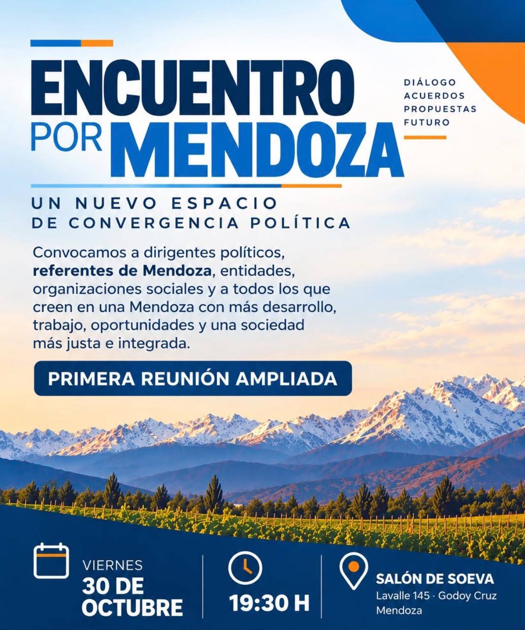 Encuentro por Mendoza convoca a distintas fuerzas políticas y sociales a un nuev