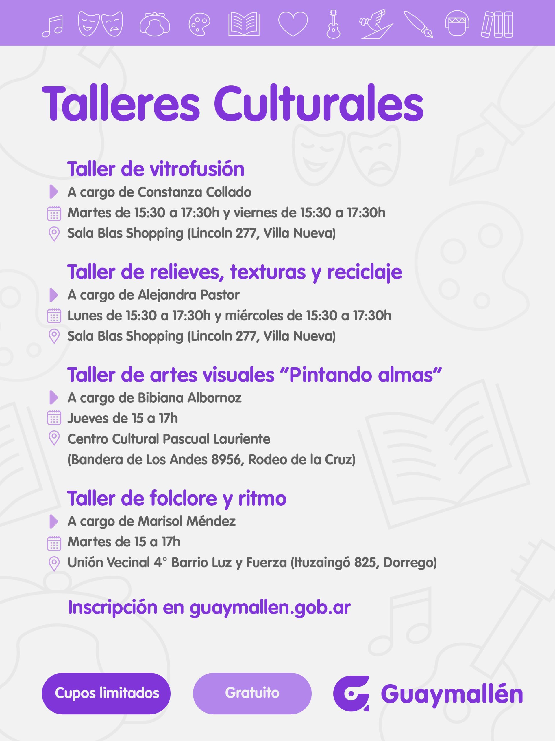 Guaymallén abre la inscripción para diversos talleres culturales