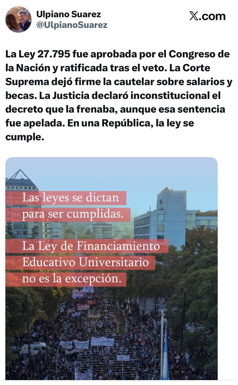 Ulpiano Suarez sentó postura sobre el financiamiento universitario: «En una Repú